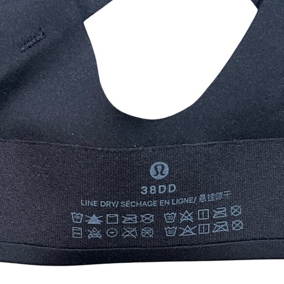 𝓛𝓾𝓵𝓾𝓵𝓮𝓶𝓸𝓷 Enlite Bra Zip Front 38DD Black Womens Sports Bra Ultralux Co - Picture 3 of 6